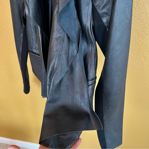 TROUVÉ Drape Front Leather Jacket Butter Soft - Picture 10 of 13